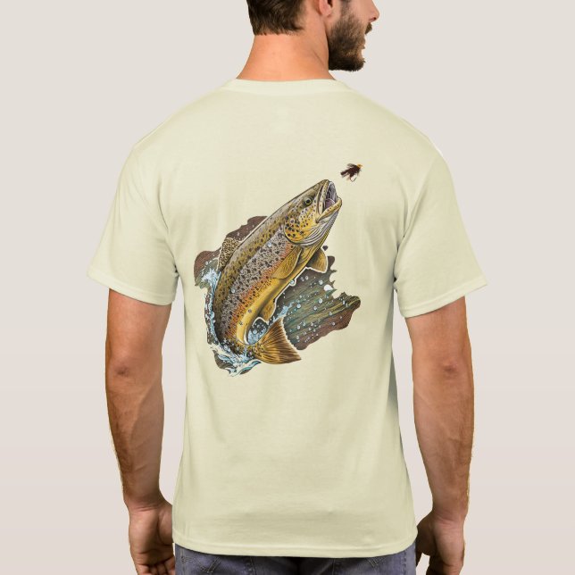 Camiseta Pesca de trucha marrón (Reverso)