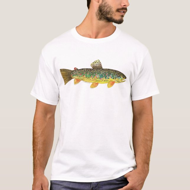 Camiseta Pesca de trucha marrón (Anverso)