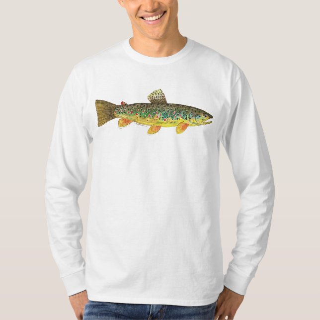Camiseta Pesca de trucha marrón (Anverso)