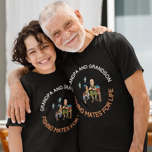 Camiseta Pesca del abuelo y el nieto (Grandpa and Grandson Fishing Mates for Life matching t shirts.)