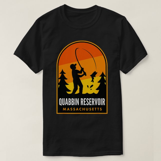 Camiseta Pesca del embalse de Quabbin en Massachusetts (Diseño del anverso)