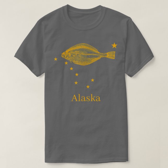Camiseta Pesca del Halibut de la Bandera del Estado de Alas (Diseño del anverso)