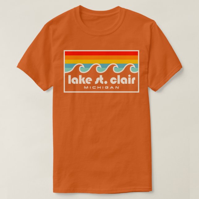 Camiseta Pesca del lago St Clair Olas de época retro de Mic (Diseño del anverso)