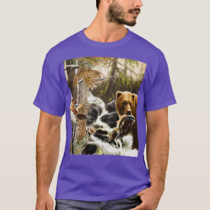 Camiseta Pesca del oso Cascada de agua Oso comer pescado Cl