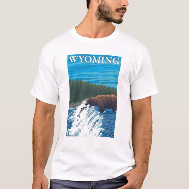 Camiseta Pesca del oso en el río - Wyoming (Anverso)