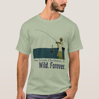 Camiseta Pesca del pantano en la isla de Dewees - agua azul