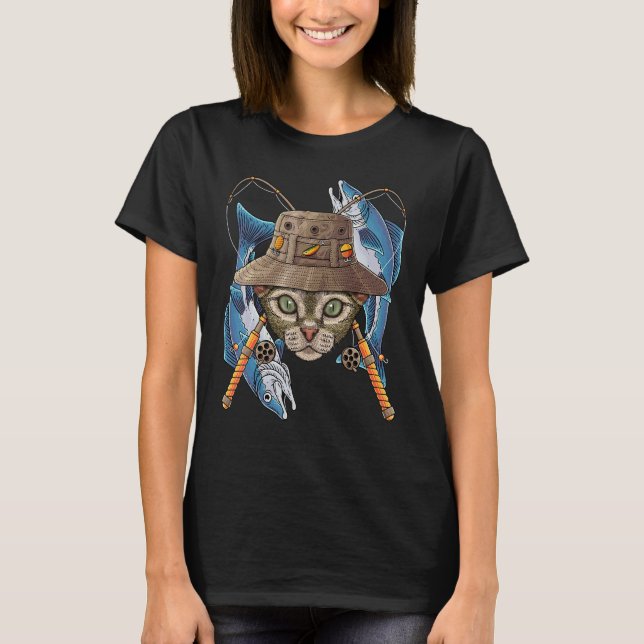 Camiseta Pesca Devon Rex Pescador al aire libre Cat Cute Fl (Anverso)