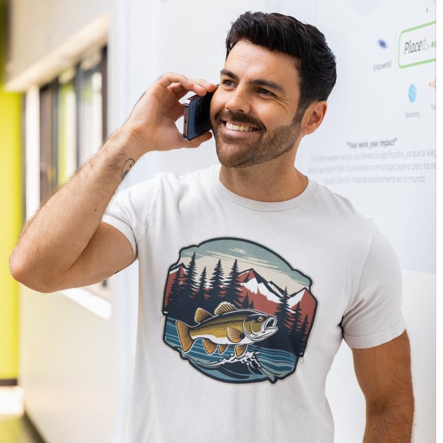 Camiseta Pesca en barbecho Bosque de montaña Guay al aire l (fishing themed outdoors shirt)