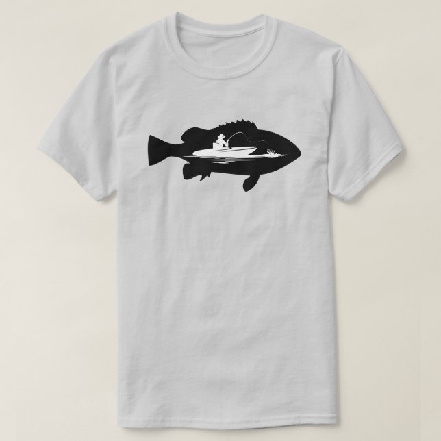 Camiseta Pesca en barco en blanco y negro (Diseño del anverso)