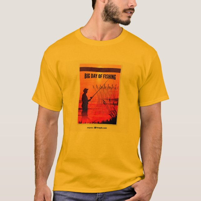 Camiseta Pesca en el gran día de los camisas masculinas (Anverso)
