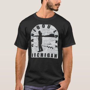 Camiseta Pesca en el hielo del lago Caribou Michigan