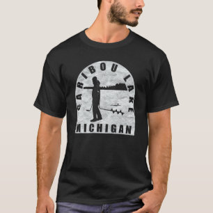 Camiseta Pesca en el hielo del lago Caribou Michigan