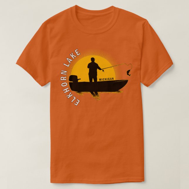 Camiseta Pesca en el lago Elkhorn Michigan Sunrise (Diseño del anverso)