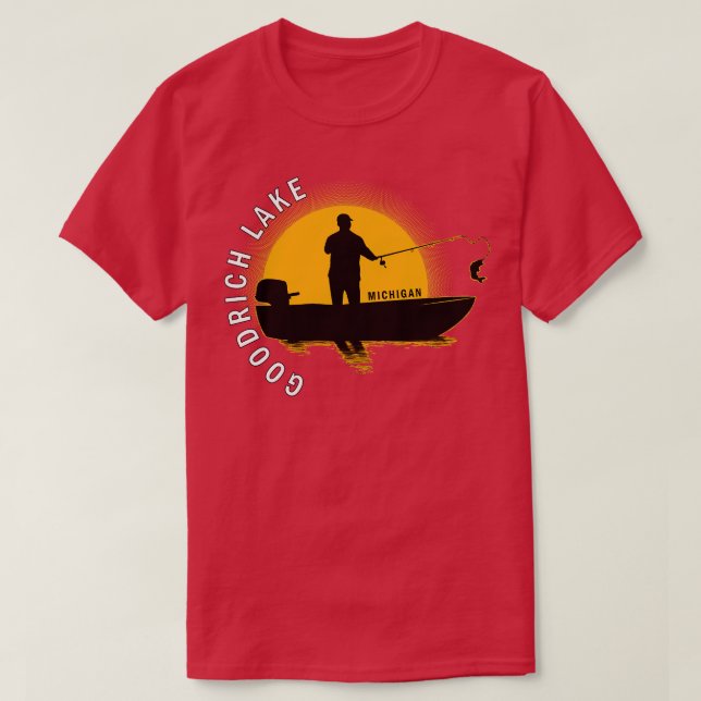 Camiseta Pesca en el lago Goodrich Michigan Sunrise (Diseño del anverso)