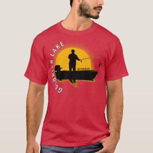 Camiseta Pesca en el lago Goodrich Michigan Sunrise