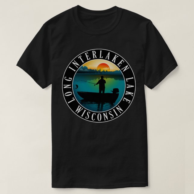 Camiseta Pesca en el lago Interlaken de Wisconsin (Diseño del anverso)