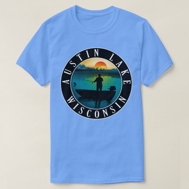 Camiseta Pesca en el lago Wisconsin de Austin (Diseño del anverso)