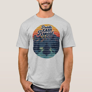 Camiseta Pesca en kayak Paddle Retro Atardecer