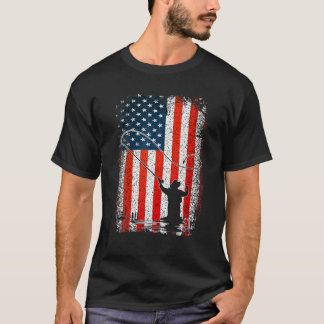 Camiseta Pesca en peligro de vuelo con bandera estadouniden