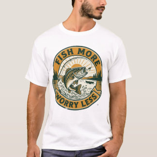 Camiseta Pesca Más Preocúpate Menos Pesca Vintage