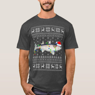 Camiseta Pesca navideña alumbrando al pez negro