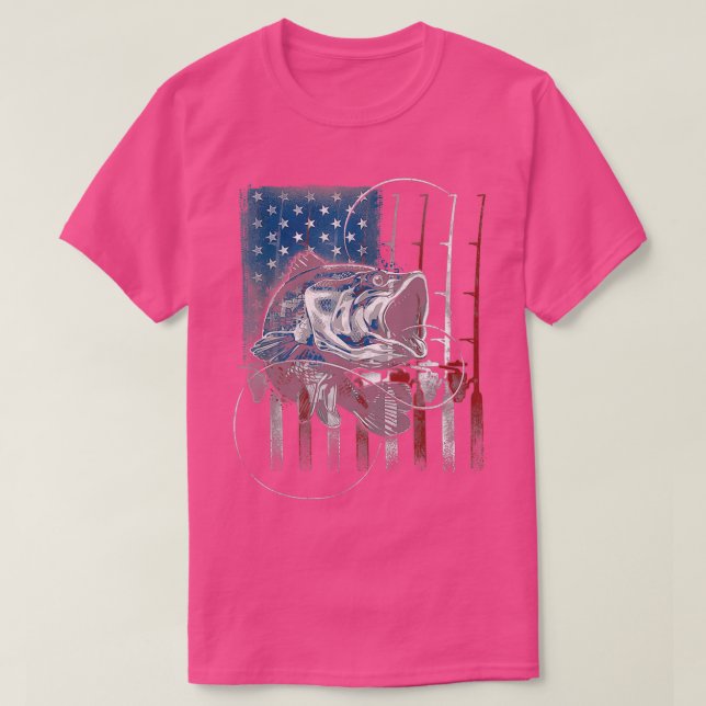 Camiseta Pesca Pesca Pesca Pescador Bandera de Estados Unid (Diseño del anverso)