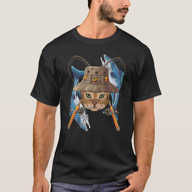 Camiseta Pesca Pescador Abysiniano Al Aire Libre Cat Cute F (Anverso)
