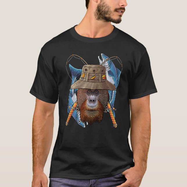 Camiseta Pesca Pescador Al Aire Libre De Orangutan Animal C (Anverso)