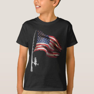 Camiseta Pesca Pescador de la Bandera Americana Día Patriót