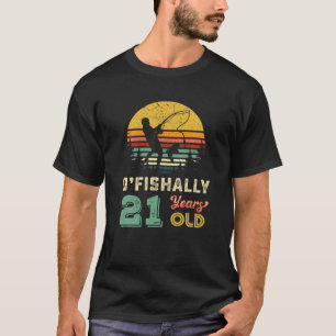 Camiseta Pesca Retro 21A Cumpleaños Turno 21 Pescador C
