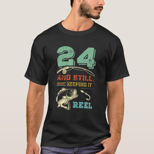 Camiseta Pesca Retro 24A Cumpleaños De 24 Pescadores B (Anverso)