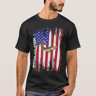 Camiseta Pesca Retro Nacida En Hombres Pescados Mujeres Pes