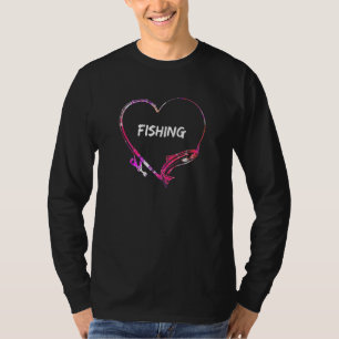 Camiseta Pesca Rod Heart Shape Love Fishing