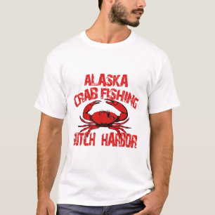 Camiseta Pesca roja del cangrejo de Alaska del puerto