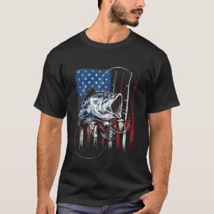 Camiseta Pesca USA Bandera Amor de Pesca Patriótico America