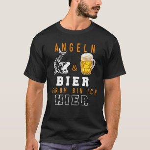 Camiseta Pesca y cerveza Darum Bin Ich Hier I Angler Fische