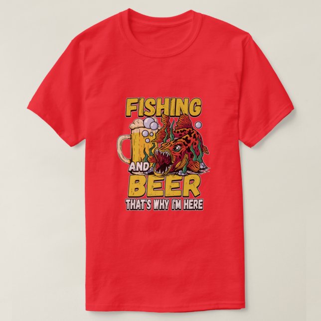 Camiseta Pesca Y Cerveza Por Eso Estoy Aquí El Pescador Say (Diseño del anverso)