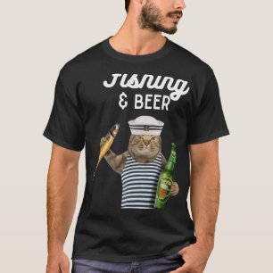 Camiseta Pesca y gato de cerveza