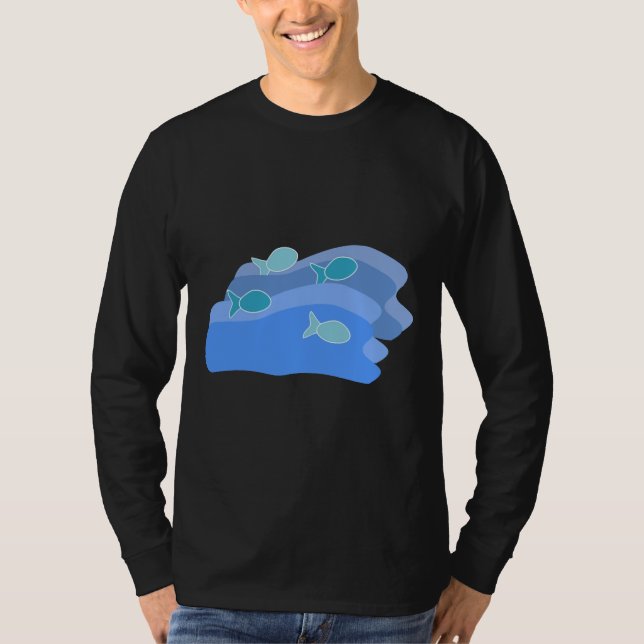 Camiseta Pesca Y Ondas Oceánicas (Anverso)