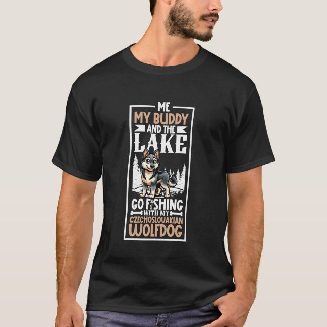 Camiseta Pesca y Perro Lobo Checoslovaco (Anverso)