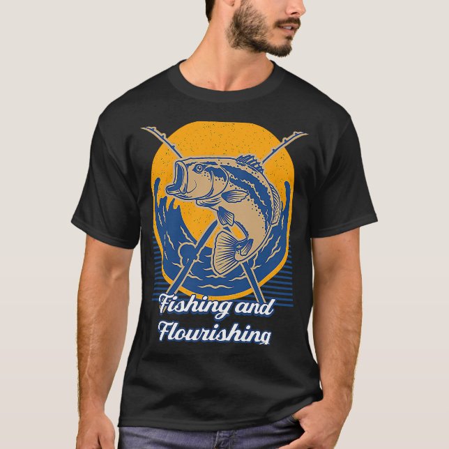 Camiseta Pesca y pescador floreciente (Anverso)