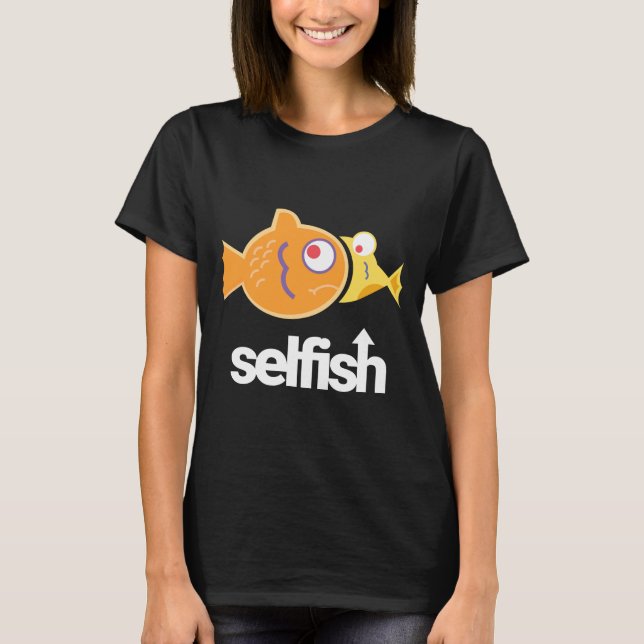 Camiseta Pescadito egoísta tratando de comer pescado grande (Anverso)