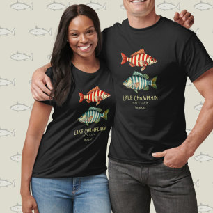 Camiseta Pescado acuático del lago Champlain Vermont