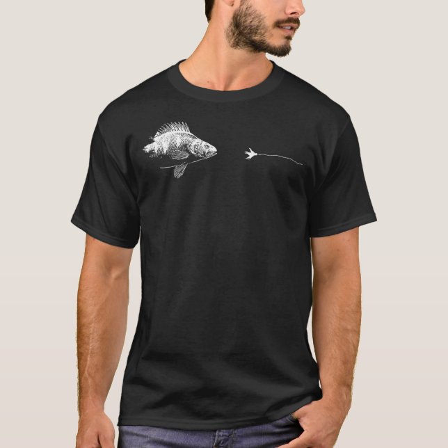 Camiseta Pescado amarillo Perca 1 de la línea de pescar gra (Anverso)