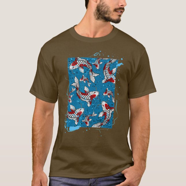 Camiseta Pescado asiático de Koi en el estanque de Koi (Anverso)