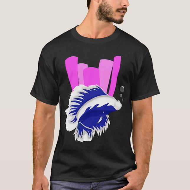 Camiseta pescado auténtico azul blanco (Anverso)