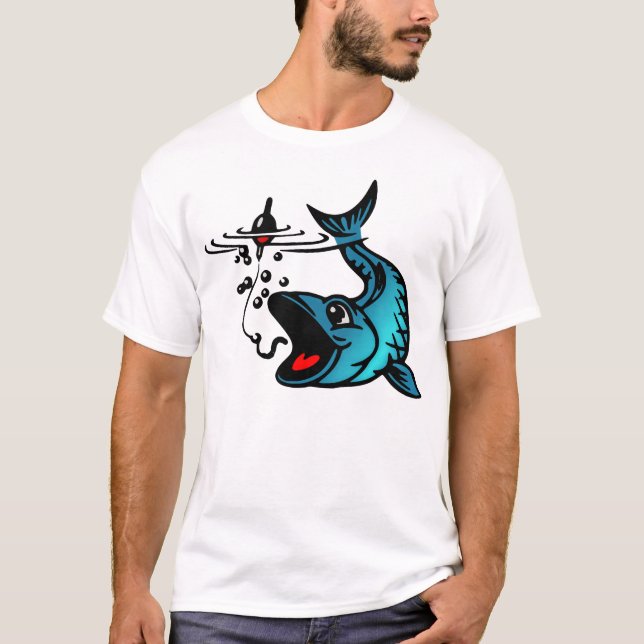 Camiseta Pescado azul y cebo (Anverso)