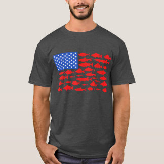 Camiseta Pescado Bandera Americana Pesca 4 de julio Hombres