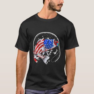Camiseta Pescado Bandera Estadounidense Padre Cuarto O