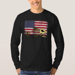 Camiseta Pescado Bandera Estadounidense Tee Skeleton Fish B